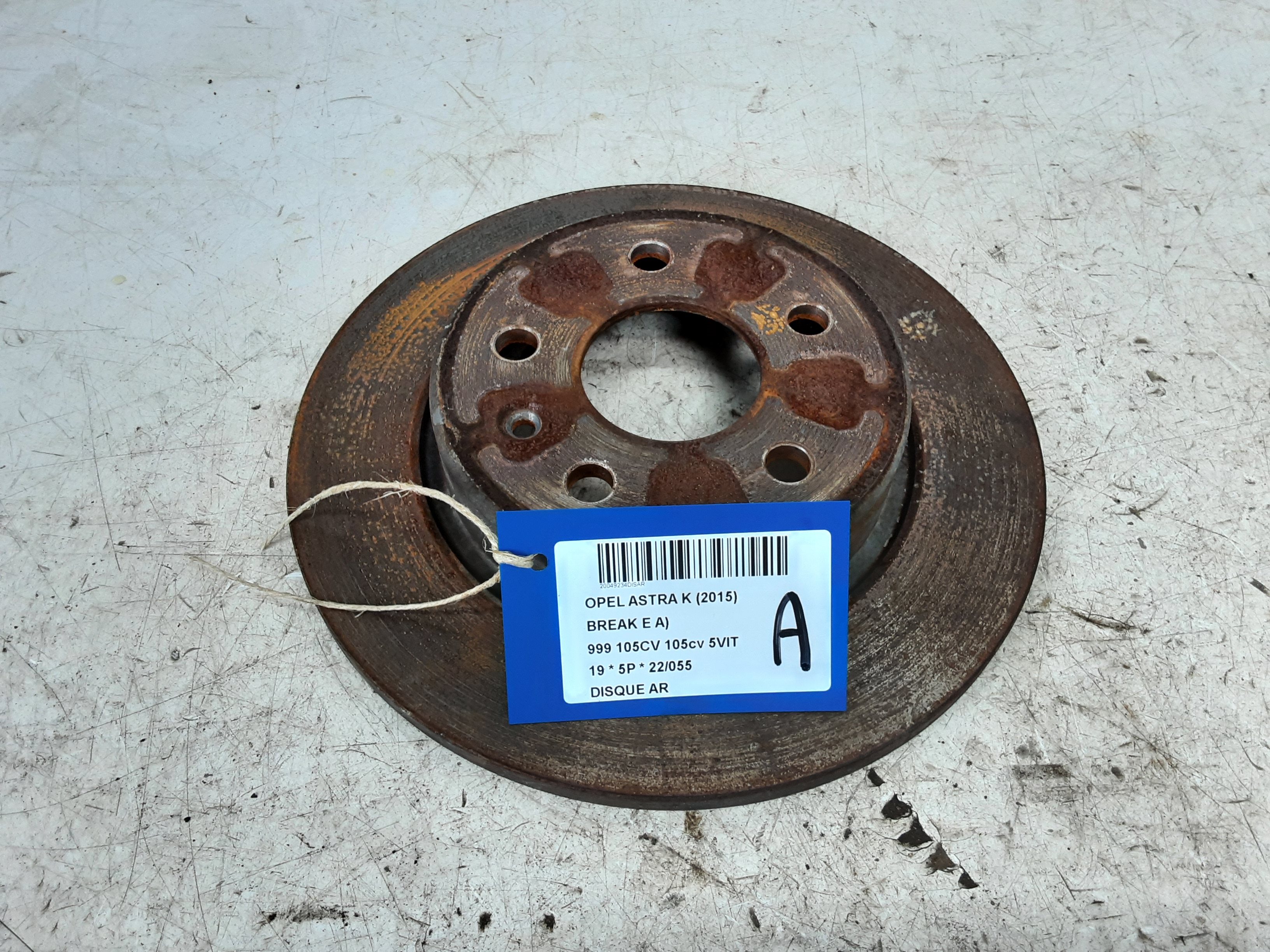 REMSCHIJF ACHTER Opel ASTRA K 8/15 - 8/19 5P/D