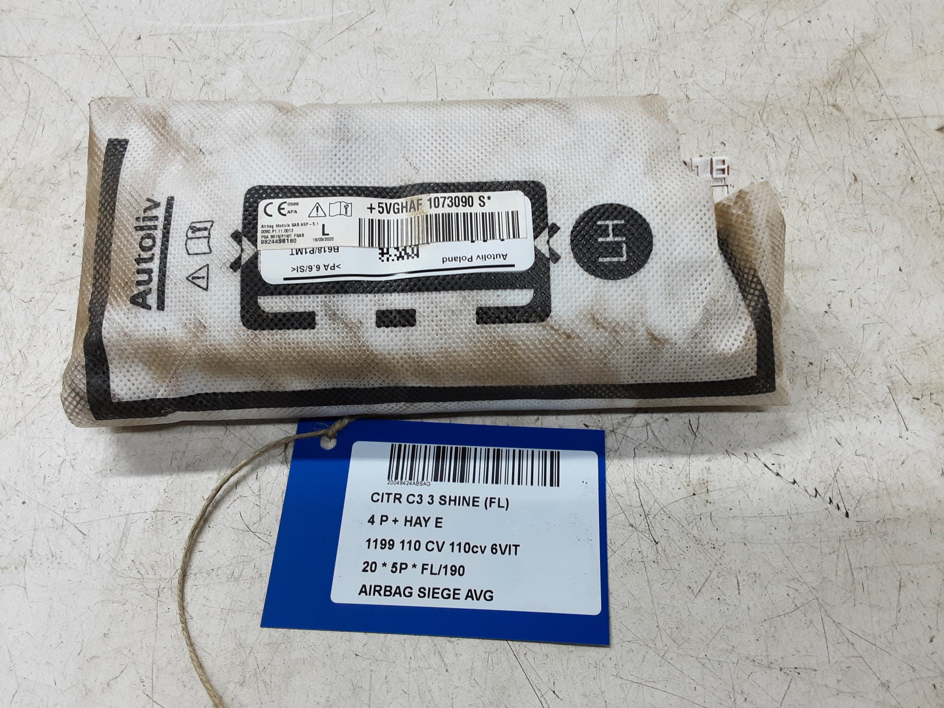 AIRBAG STOEL LINKS VOOR Citroen C3 (III) 10/16-9/20