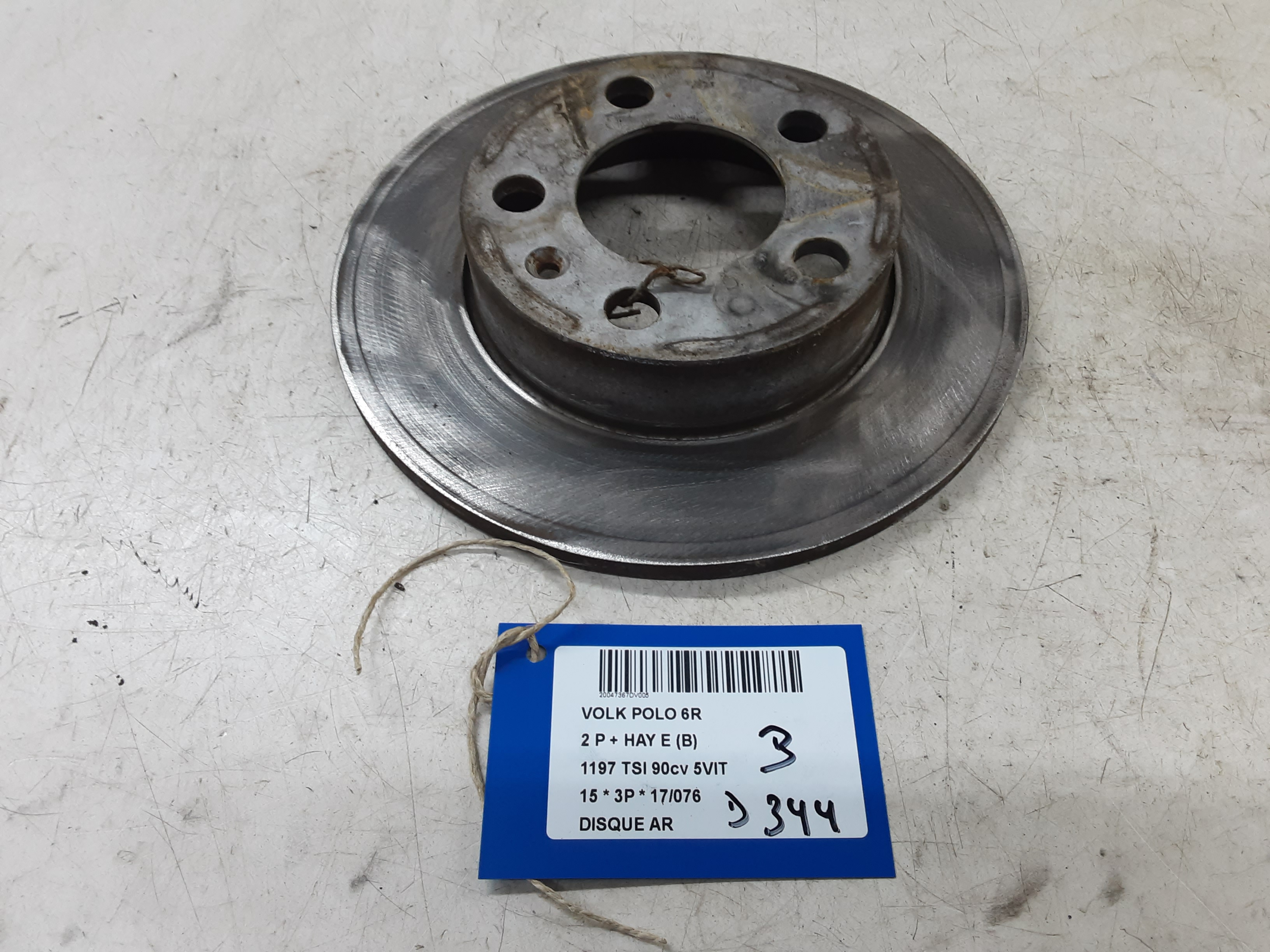 DISQUE ARRIERE Vw POLO (6R) FaceLift 5/14 - 17
