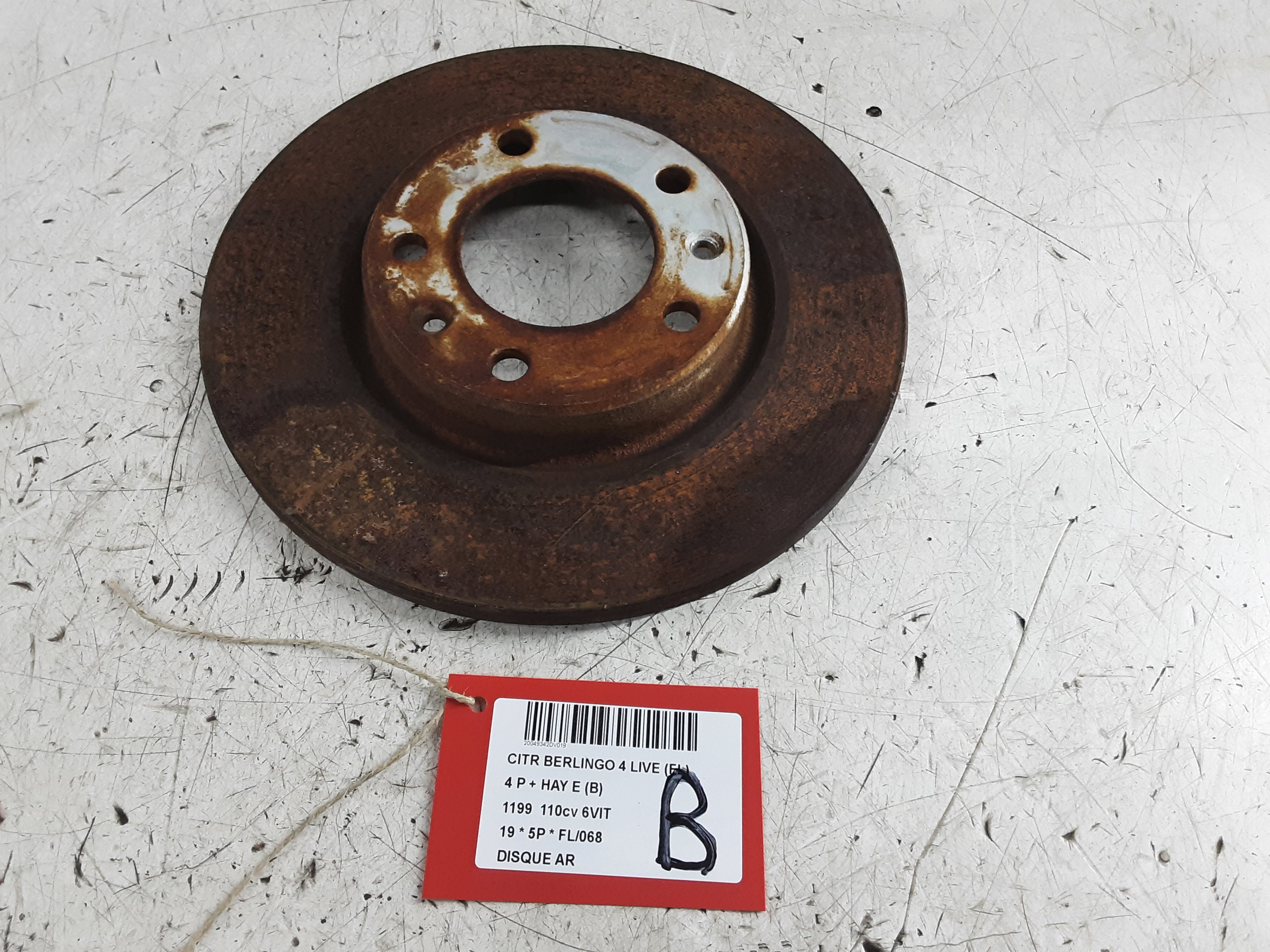 DISQUE ARRIERE Citroen BERLINGO 9/18+