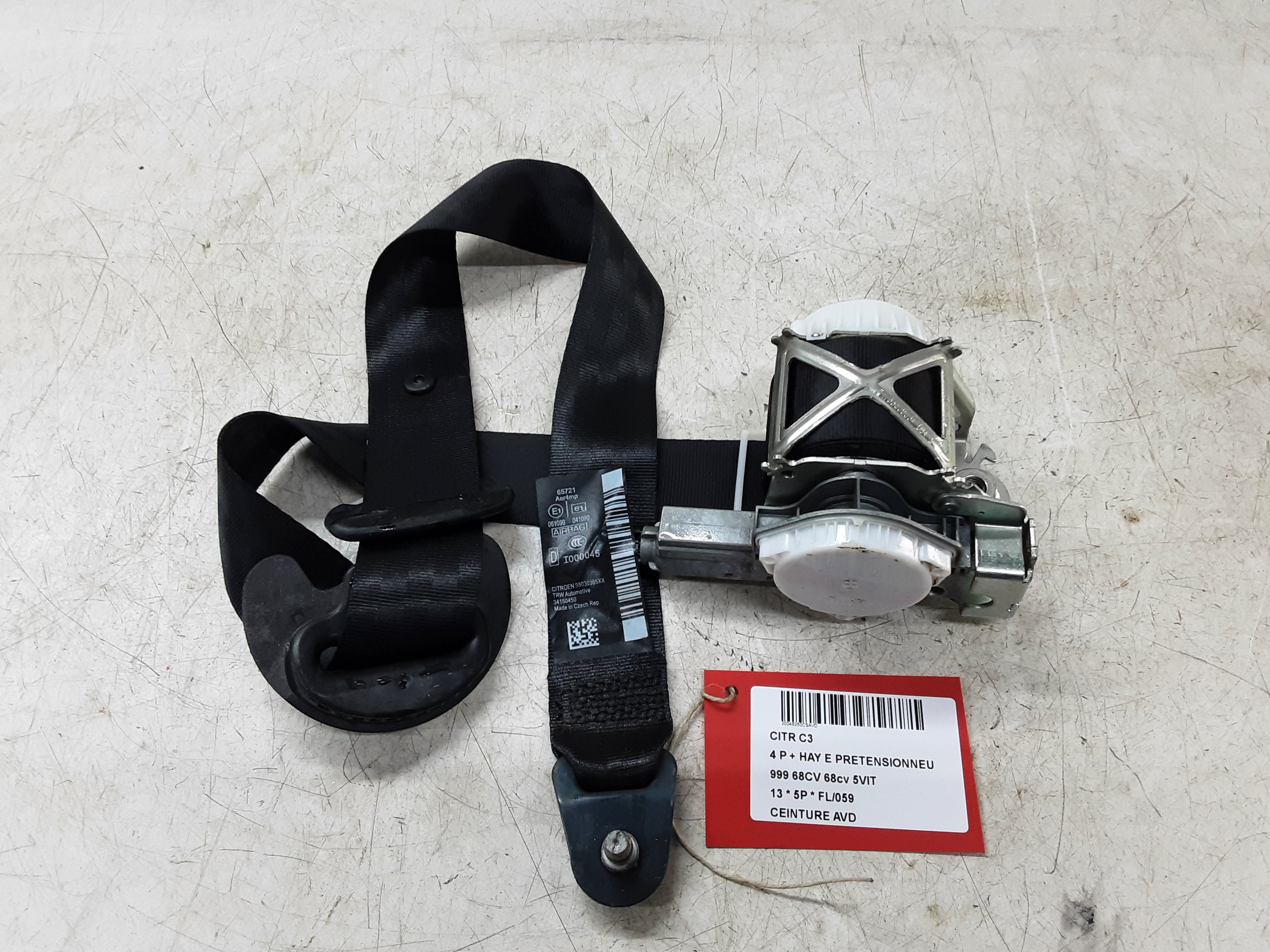 VEILIGHEIDSGORDEL VOOR RECHTS Citroen C3 11/09 - 16