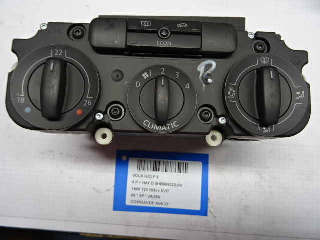 COMMANDE D&#039;AIRCO Vw GOLF V 11/03 - 08