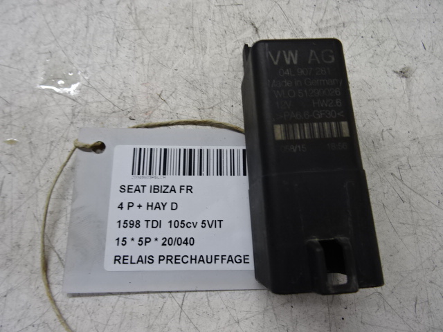 GLOEIRELAIS Seat IBIZA MK4 (6J) 4/12 - 7/2015