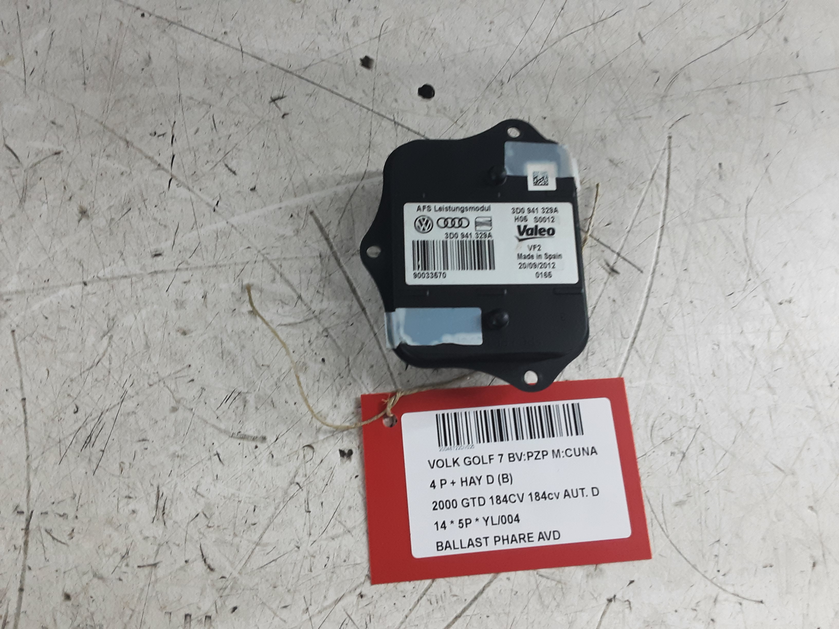 BALLAST DE PHARE AVANT DROIT Vw GOLF VII 11/12 - 17