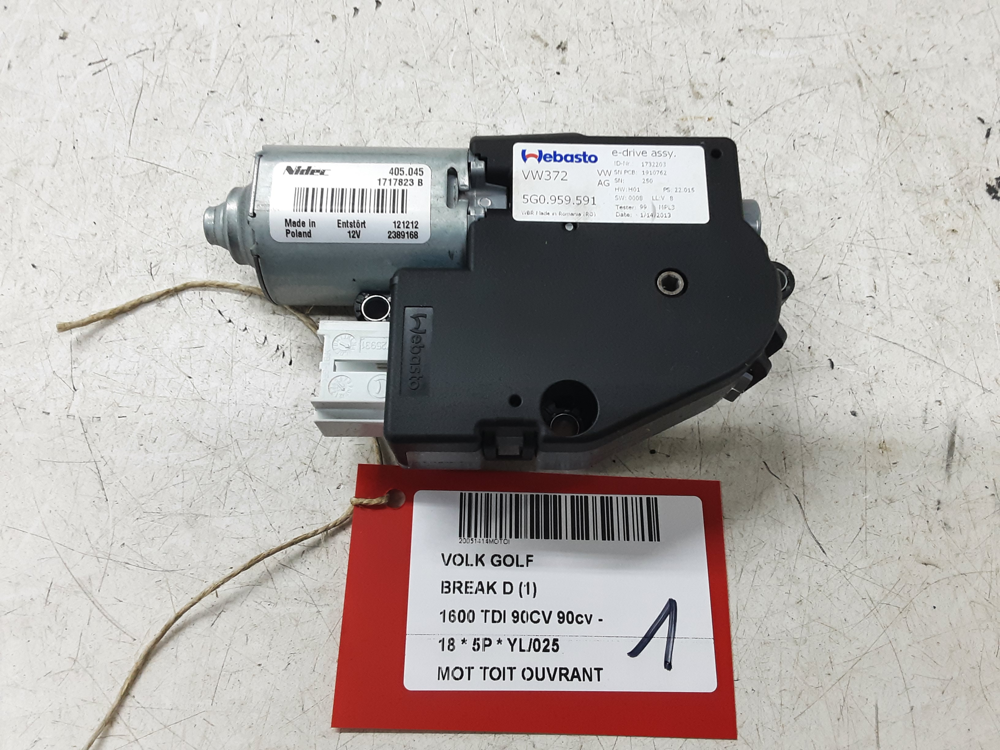 MOTOR SCHUIFDAK Vw GOLF VII 1/17 - 2/20 FaceLift