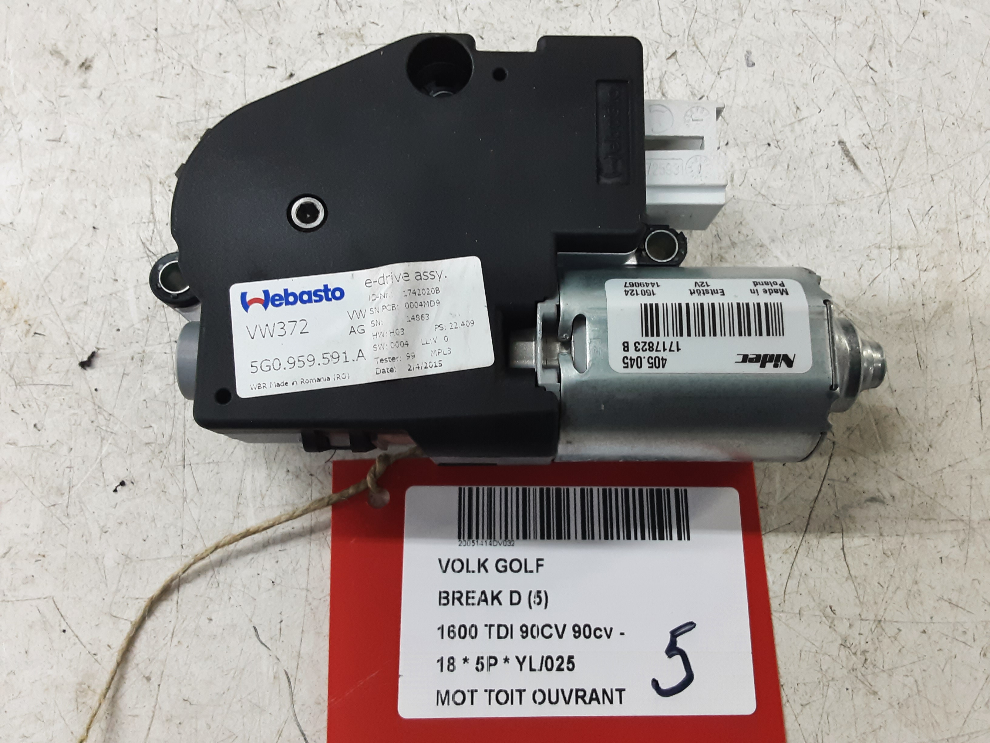 MOTOR SCHUIFDAK Vw GOLF VII 1/17 - 2/20 FaceLift