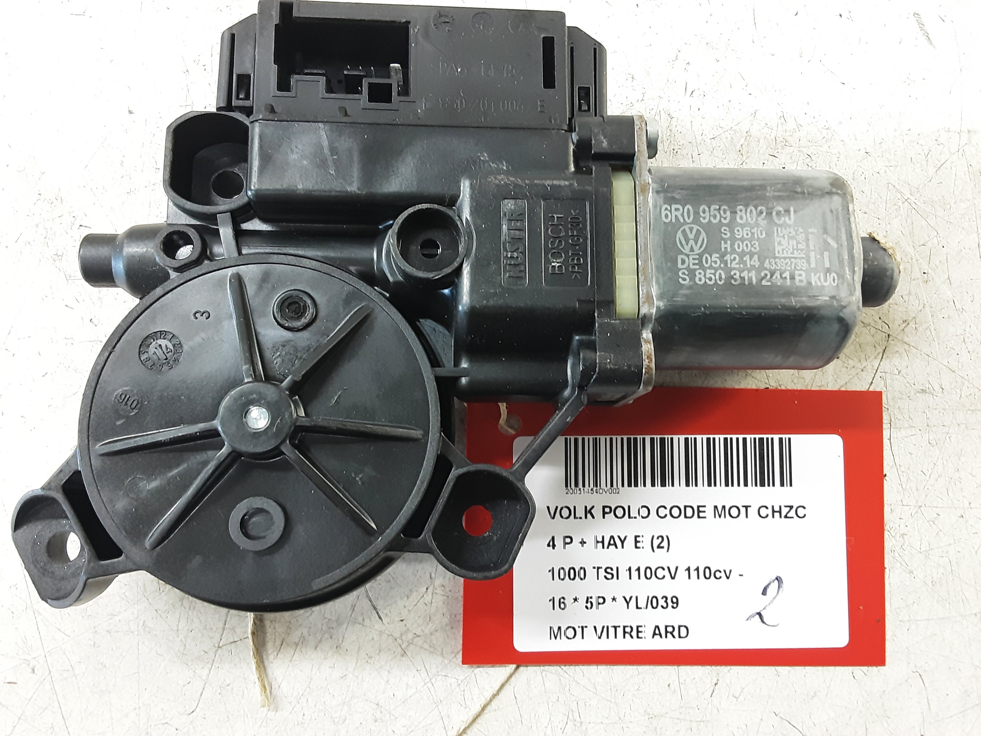 MOTOR RUITMECHANISME ACHTER RECHTS Vw POLO (6R) FaceLift 5/14 - 17