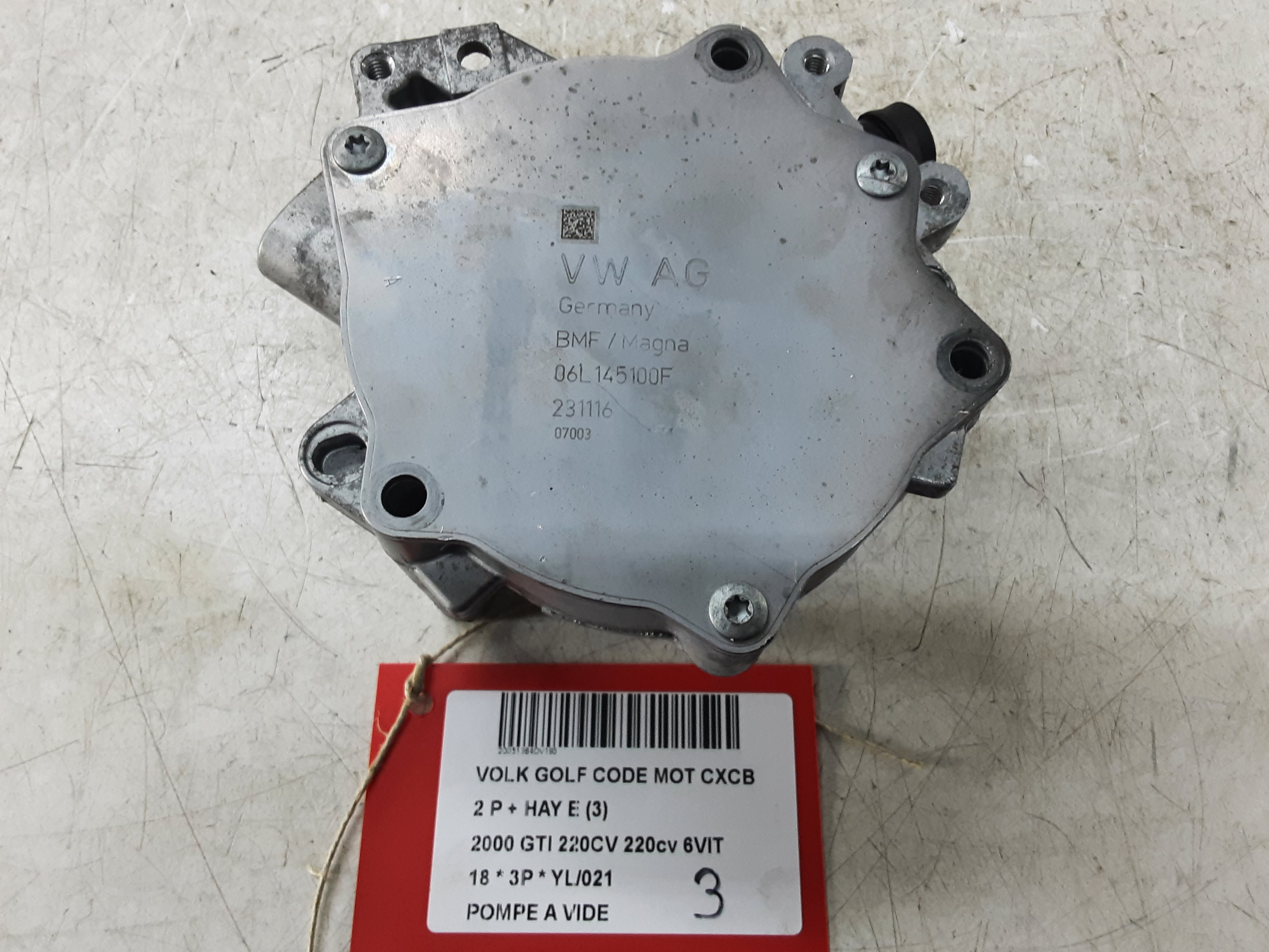 POMPE A VIDE Vw GOLF VII 1/17 - 2/20 FaceLift