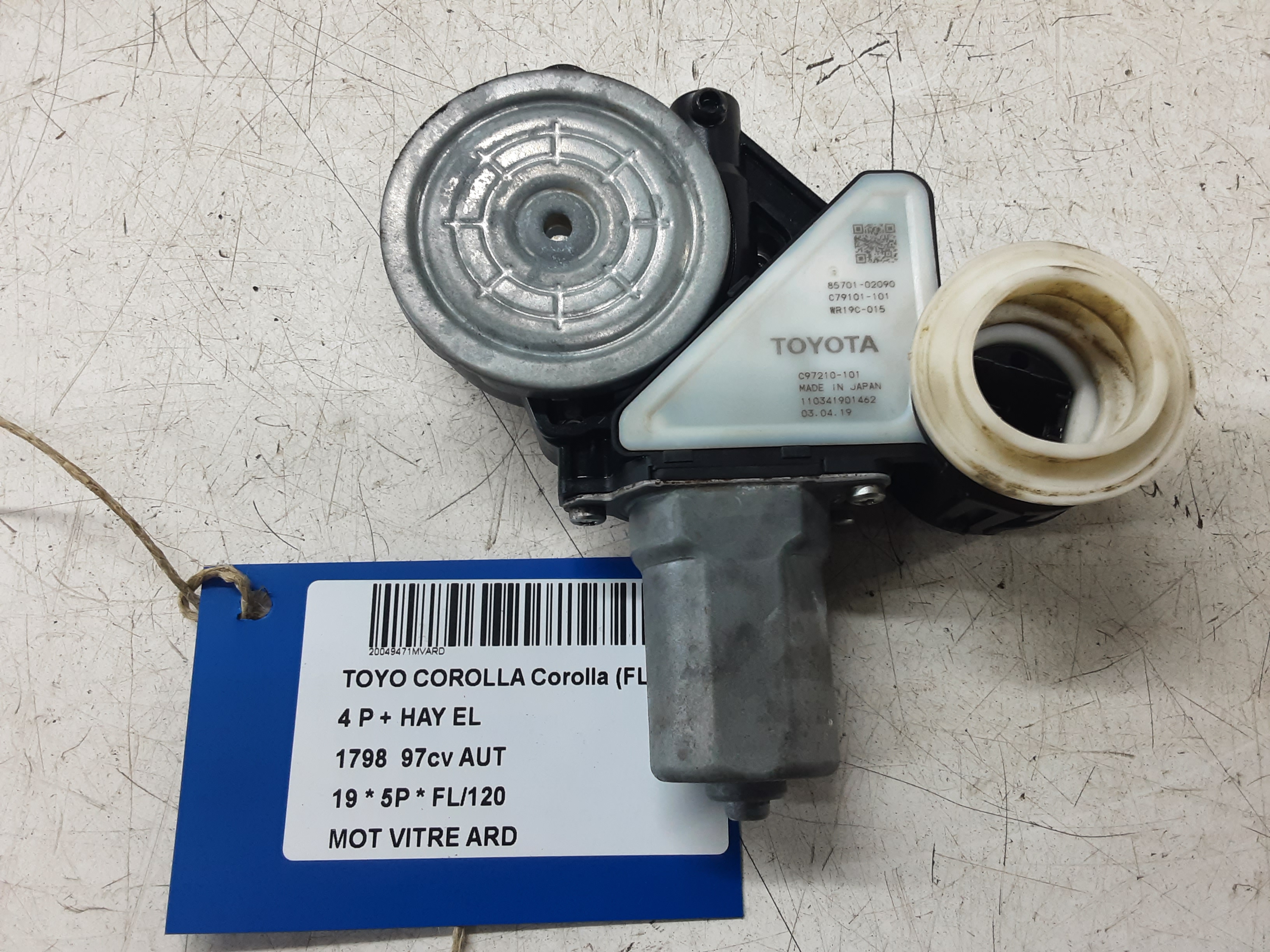 MOTOR RUITMECHANISME ACHTER RECHTS Toyota COROLLA 5P/5D 18+