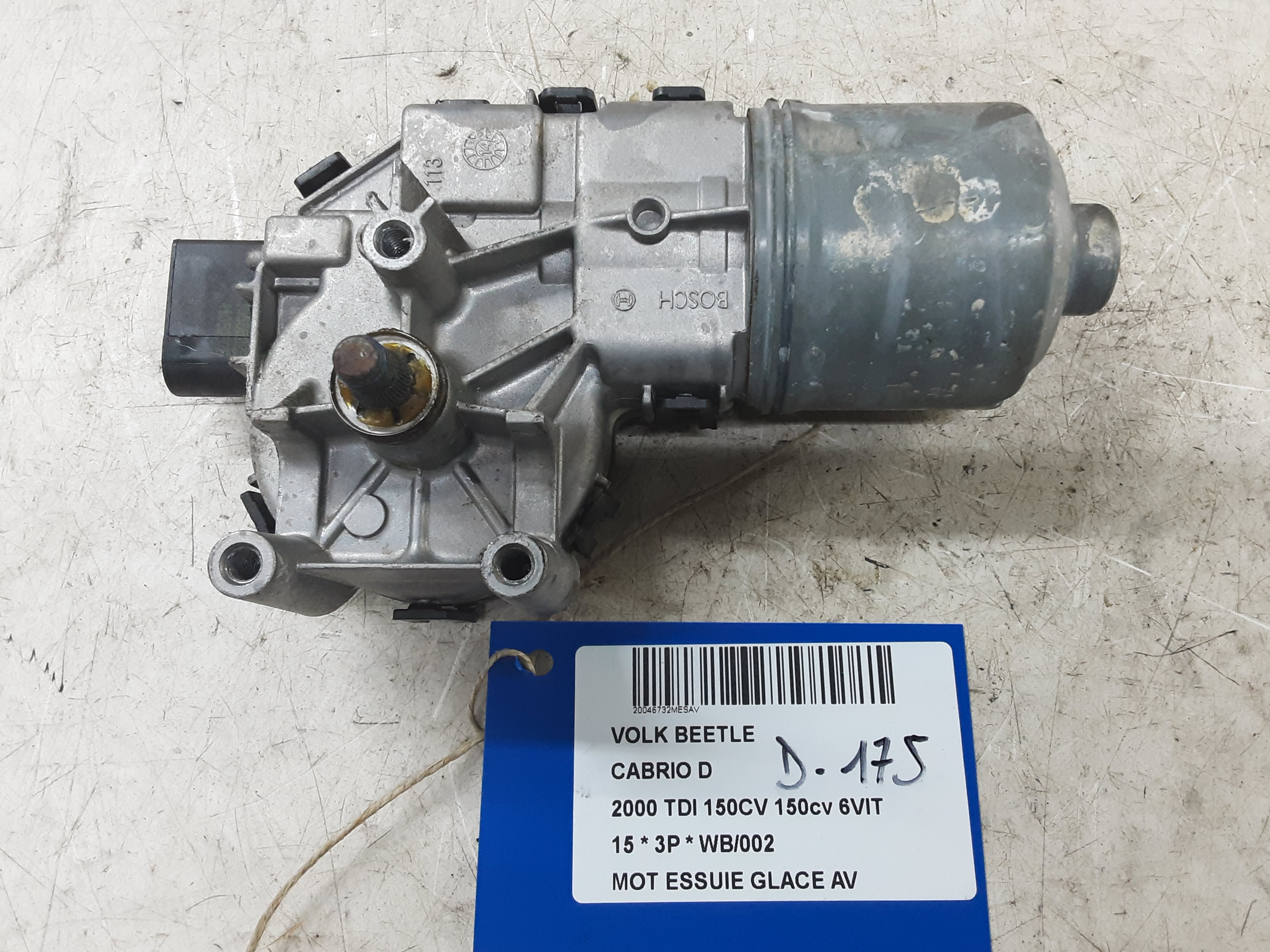 MOTOR RUITENWISSERS VOOR Vw NEW BEETLE 12+