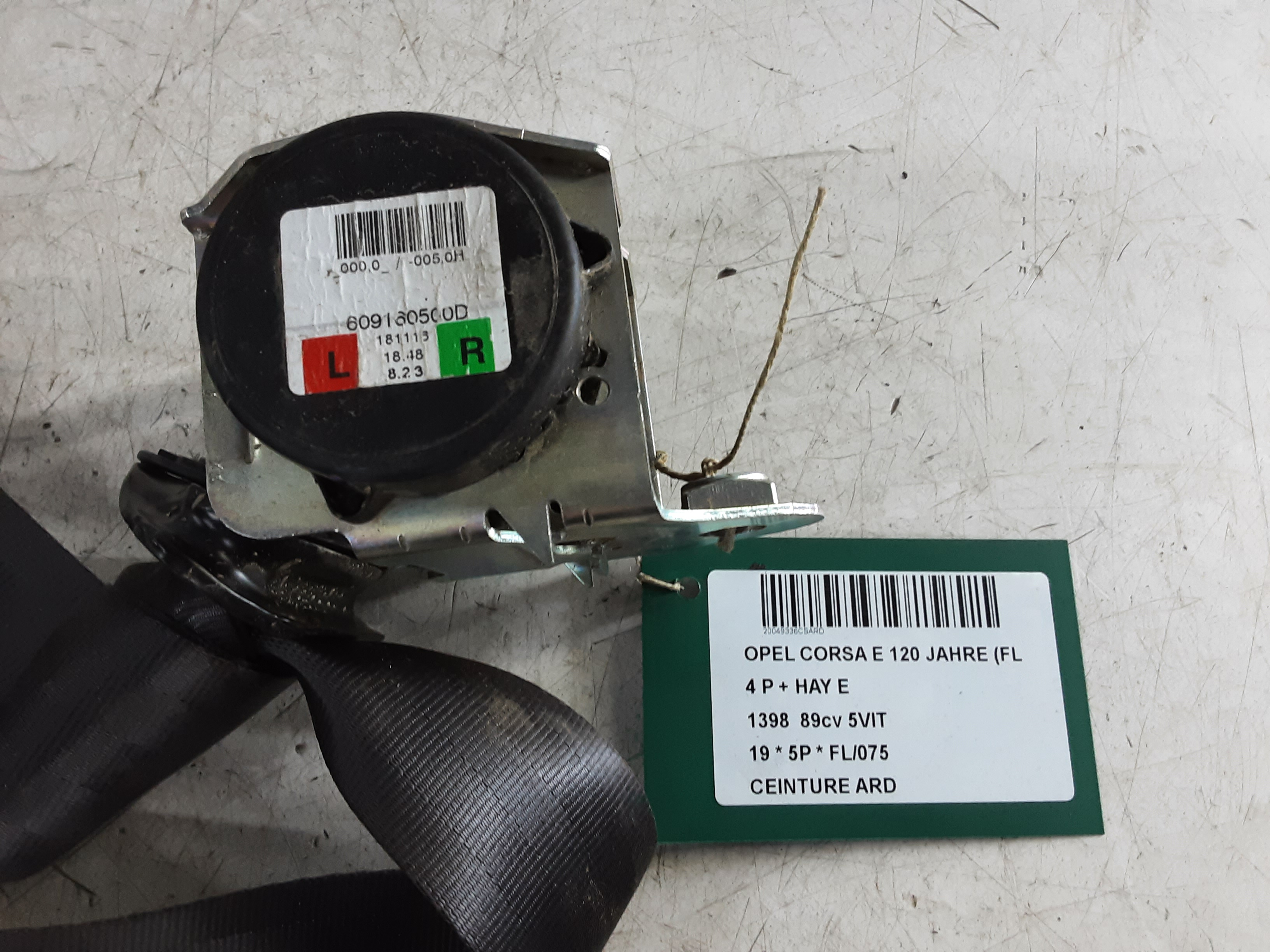 VEILIGHEIDSGORDEL ACHTER RECHTS Opel CORSA E 10/14-  19